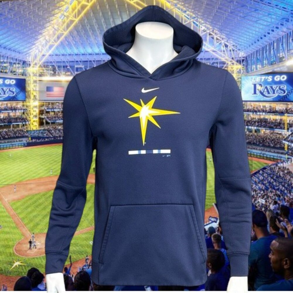 Nike Dri-Fit Tampa Bay Rays Baseball Blue Yellow Youth Pullover Hoodie XL 18/20